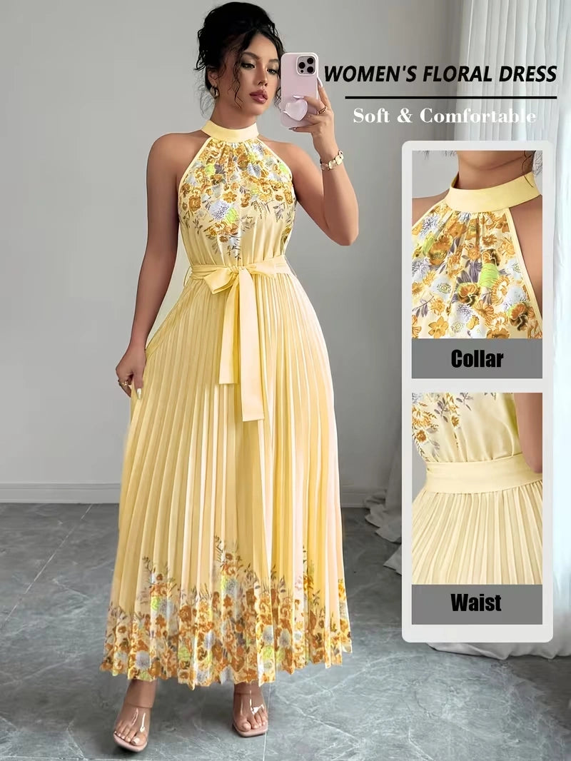 Women's Summer Floral Halter Dress