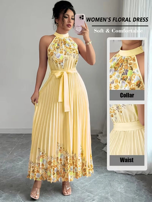 Women's Summer Floral Halter Dress