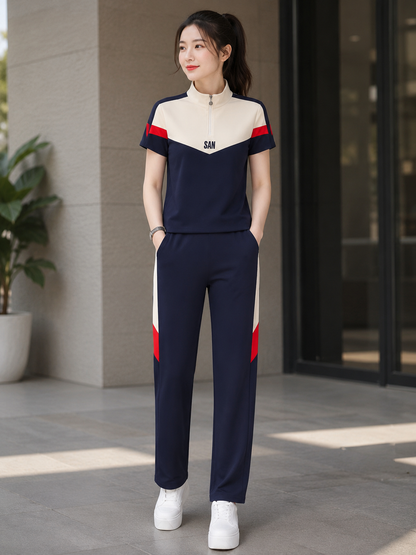 Women's Summer Relaxed Fit Co-Ord Set | Casual Short Sleeve Top & Wide-Leg Pants