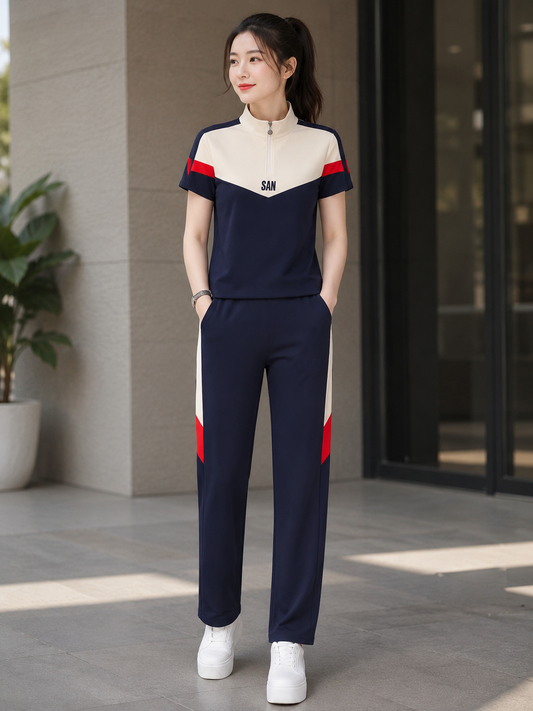 Women's Summer Relaxed Fit Co-Ord Set | Casual Short Sleeve Top & Wide-Leg Pants