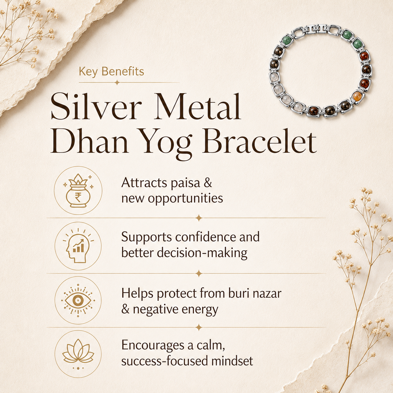 Silver Metal Dhan Yog Bracelet