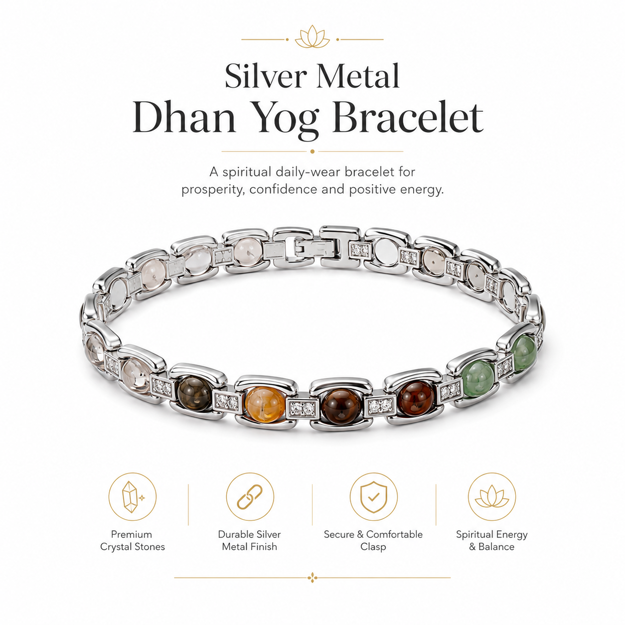 Silver Metal Dhan Yog Bracelet