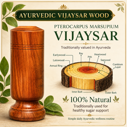 Secure Move Vijaysaar Wood + Neem Sugar Support Glass | Ayurvedic Diabetes Wellness Tumbler
