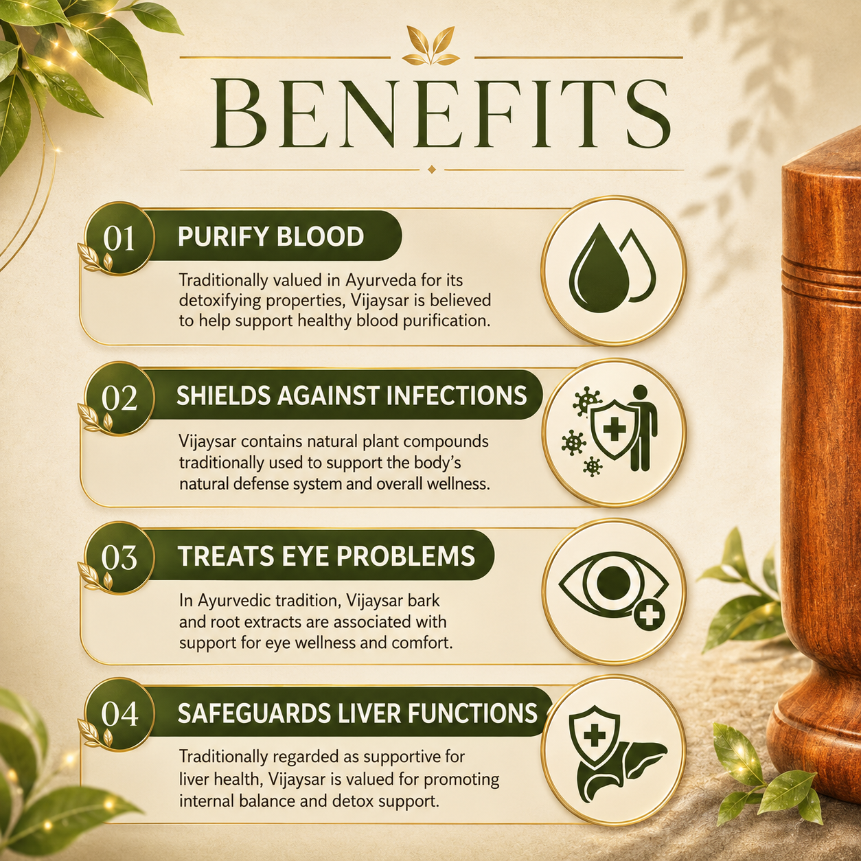 Secure Move Vijaysaar Wood + Neem Sugar Support Glass | Ayurvedic Diabetes Wellness Tumbler