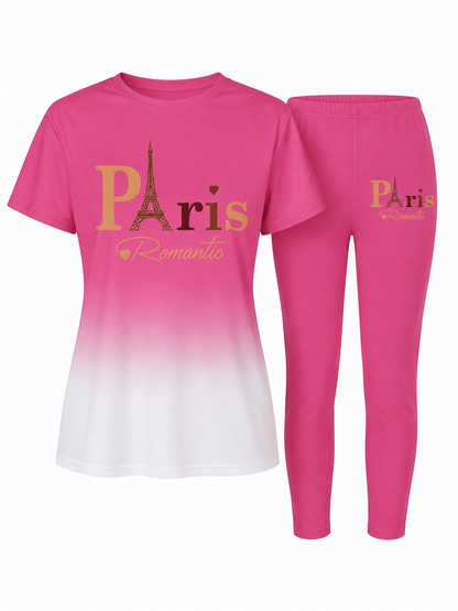Women's Printed Top & Pants Co-Ord Set | Casual Short Sleeve Crew Neck Outfit