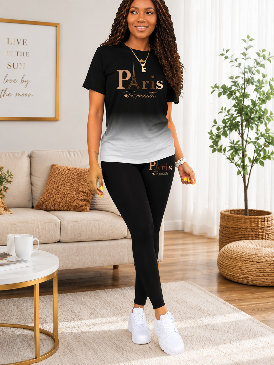 Women's Printed Top & Pants Co-Ord Set | Casual Short Sleeve Crew Neck Outfit