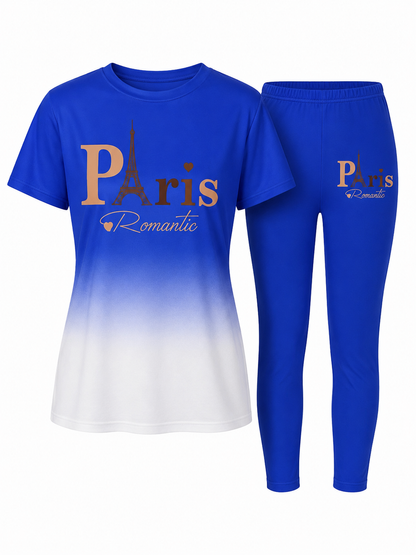 Women's Printed Top & Pants Co-Ord Set | Casual Short Sleeve Crew Neck Outfit