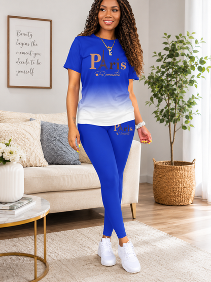 Women's Printed Top & Pants Co-Ord Set | Casual Short Sleeve Crew Neck Outfit