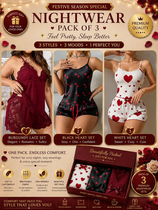 Women’s Nightwear Set – Pack of 3