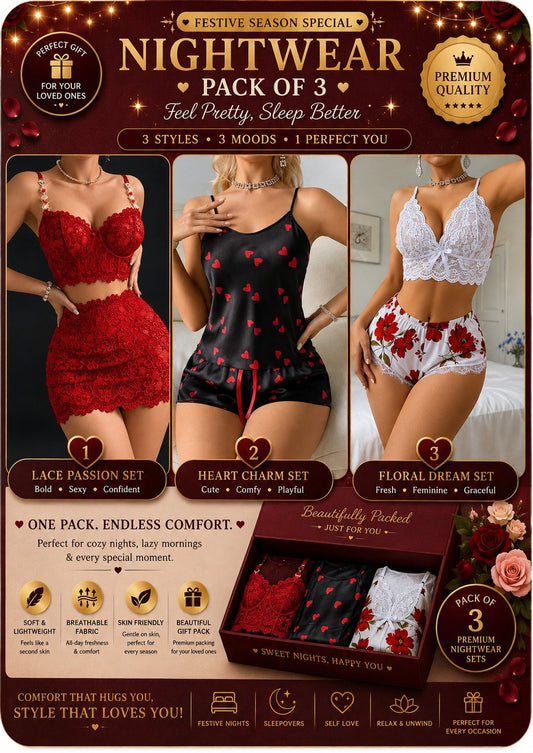 Women’s Nightwear Set – Pack of 3