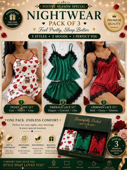Women’s Nightwear Set – Pack of 3