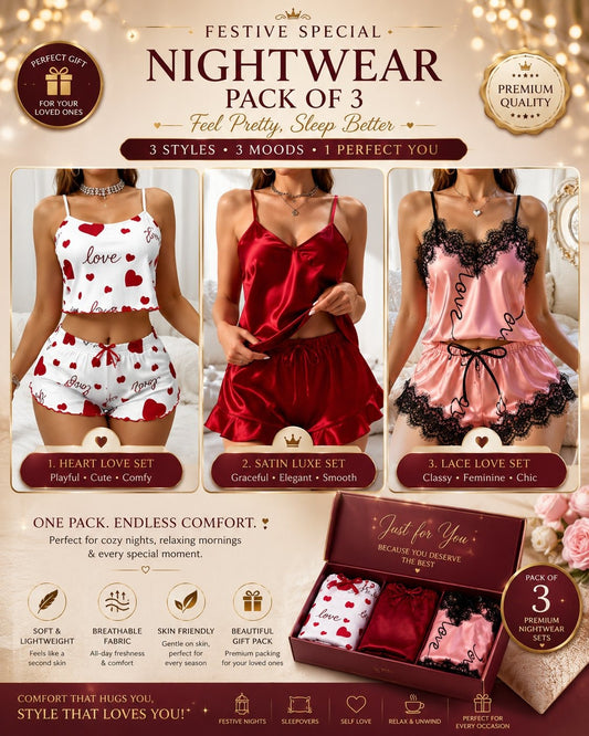 Women’s Nightwear Set – Pack of 3