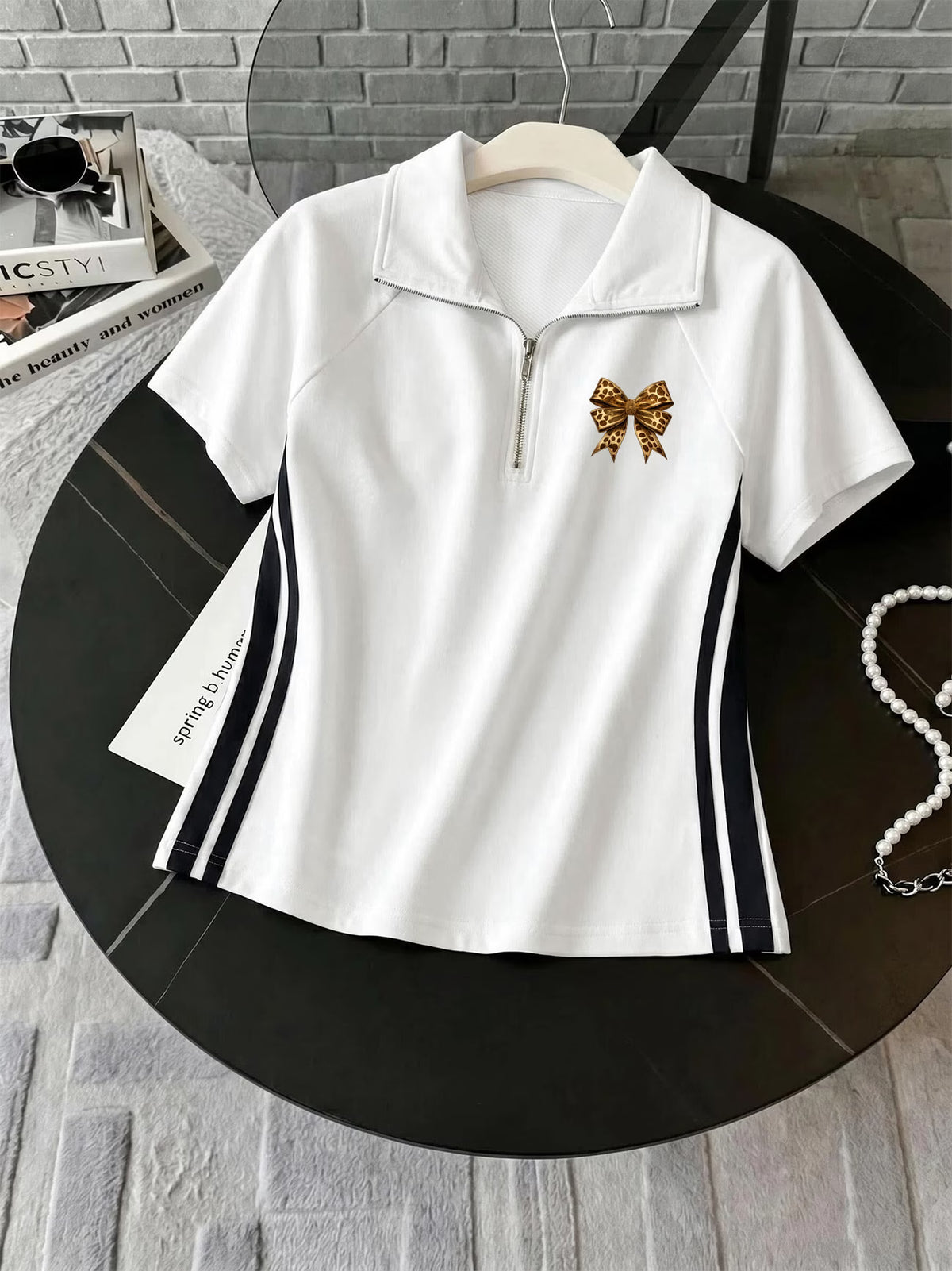 Women’s Collared Half-Zip Top & Wide-Leg Pants Co-Ord Set