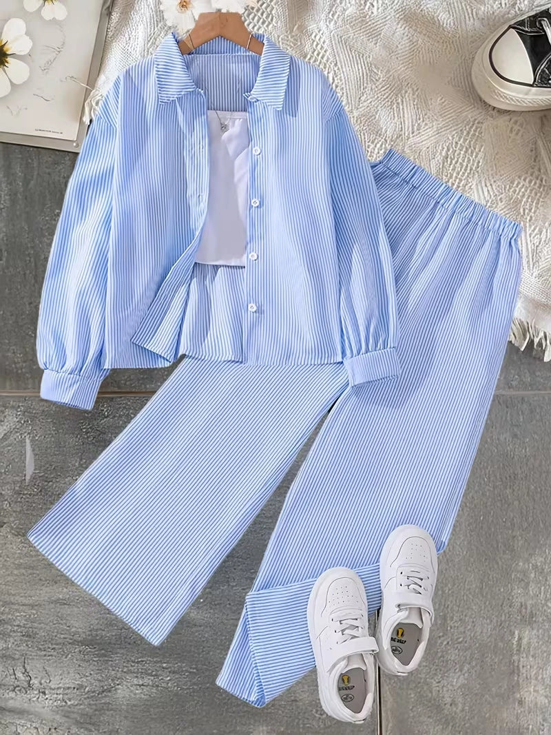 Classic Button-Down Shirt & Wide-Leg Co-Ord Set for Women