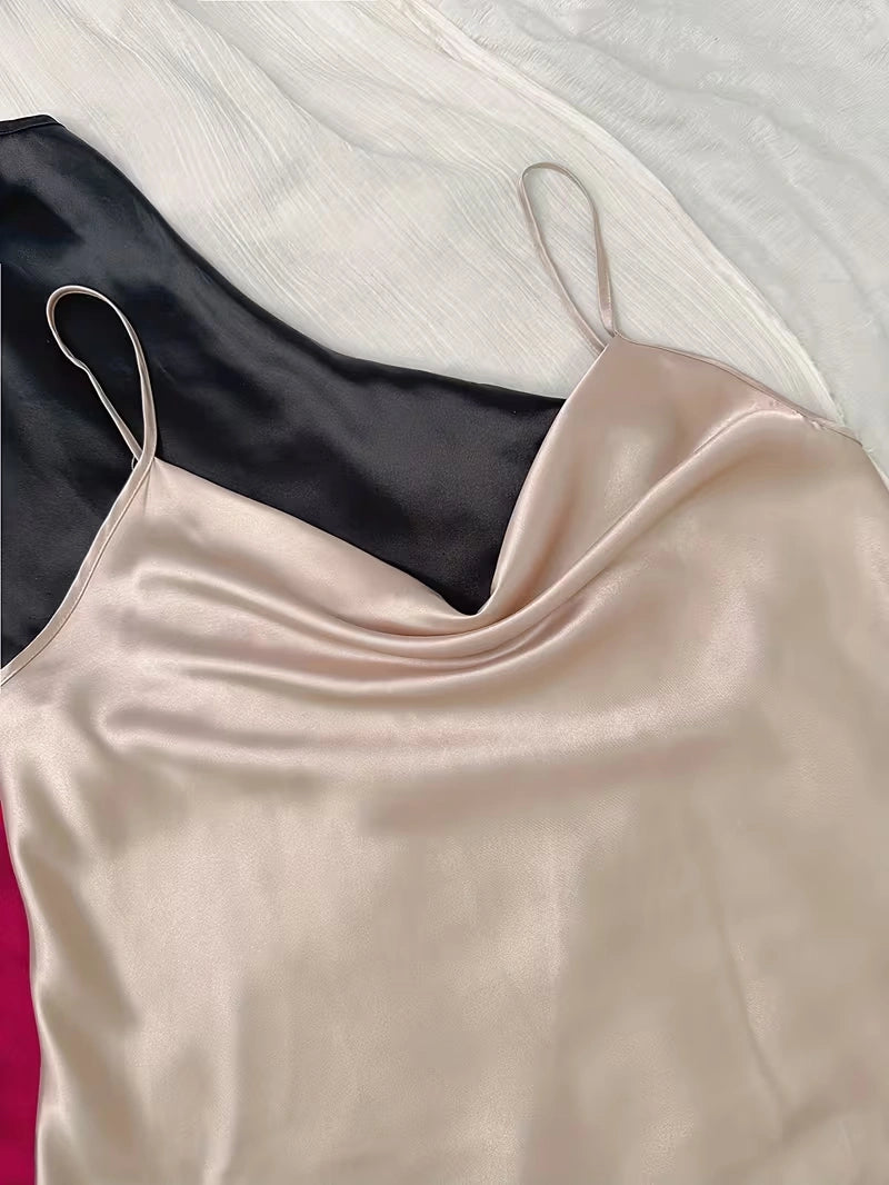 Women's 3-Piece Satin Pajama Set with Button-Up Shirt & Relaxed Shorts