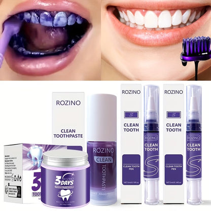 4PCS Advanced Teeth Brightening Kit | Toothpaste, Tooth Powder & Whitening Pen Set | Fresh Breath & Gum Care