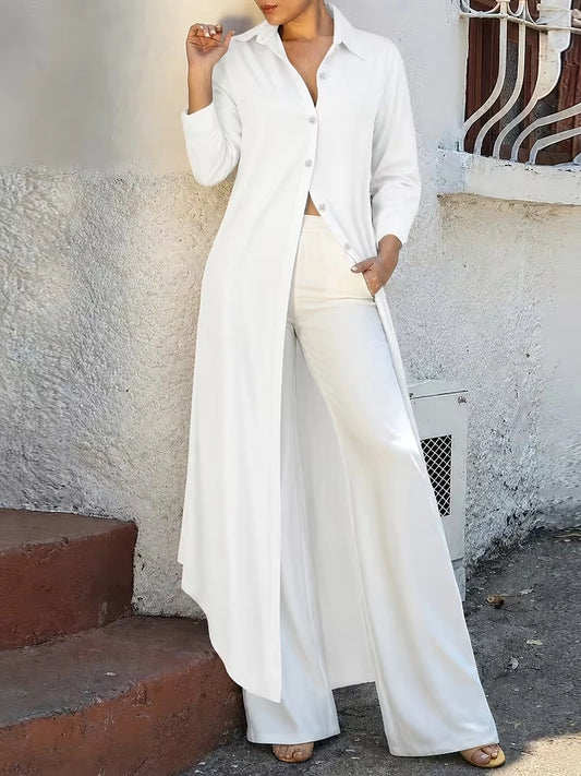 Autumn Celeste Elegant Maxi Co-Ord Set | T-Shirt & Straight-Fit Pants