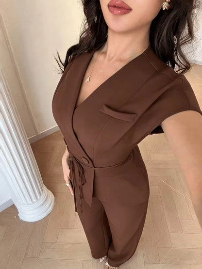 Elegant Flared Sleeve Belted Co-Ord Set for Women