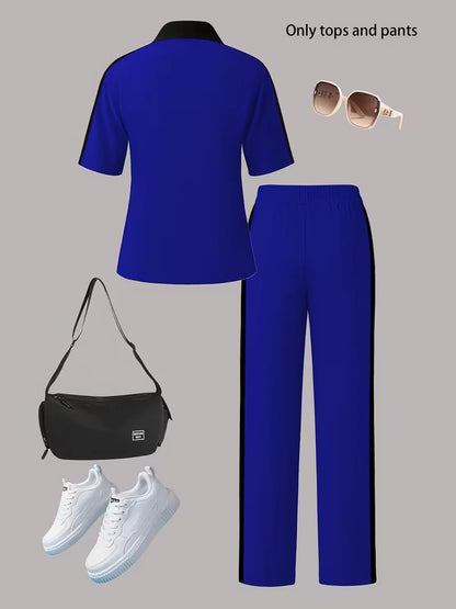 Women's Autumn  Casual Co-Ord Set |T-Shirt & Straight-Leg Pants 2-Piece Outfit