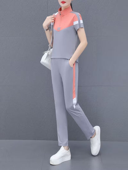 Women's Summer Relaxed Fit Co-Ord Set | Casual Short Sleeve Top & Wide-Leg Pants