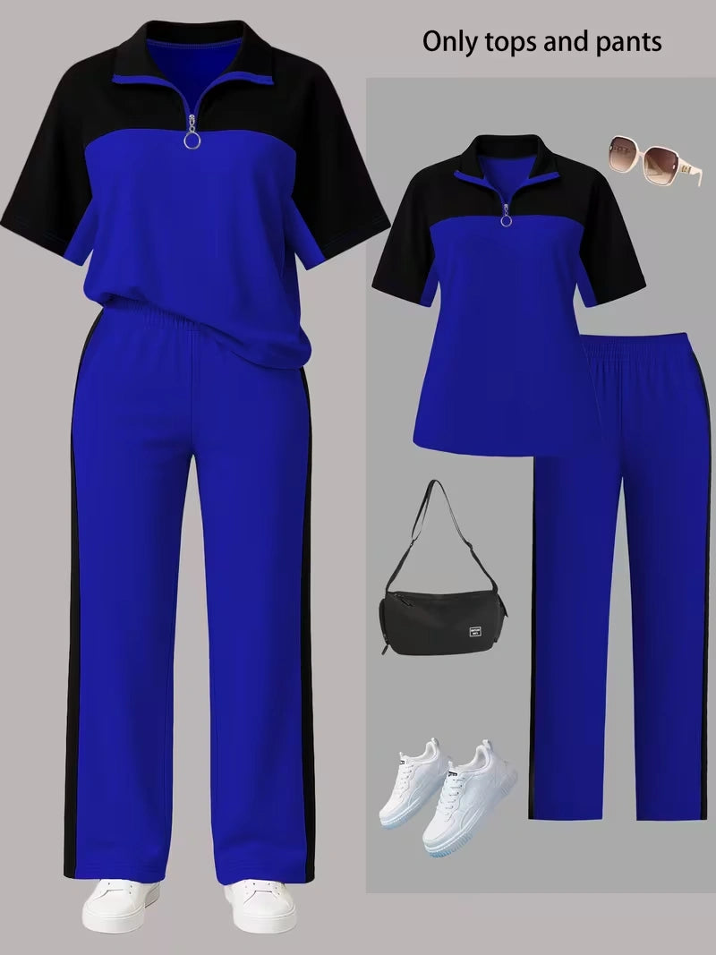 Women's Autumn  Casual Co-Ord Set |T-Shirt & Straight-Leg Pants 2-Piece Outfit