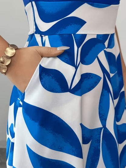 Elegant V-Neck Patchwork A-Line Dress