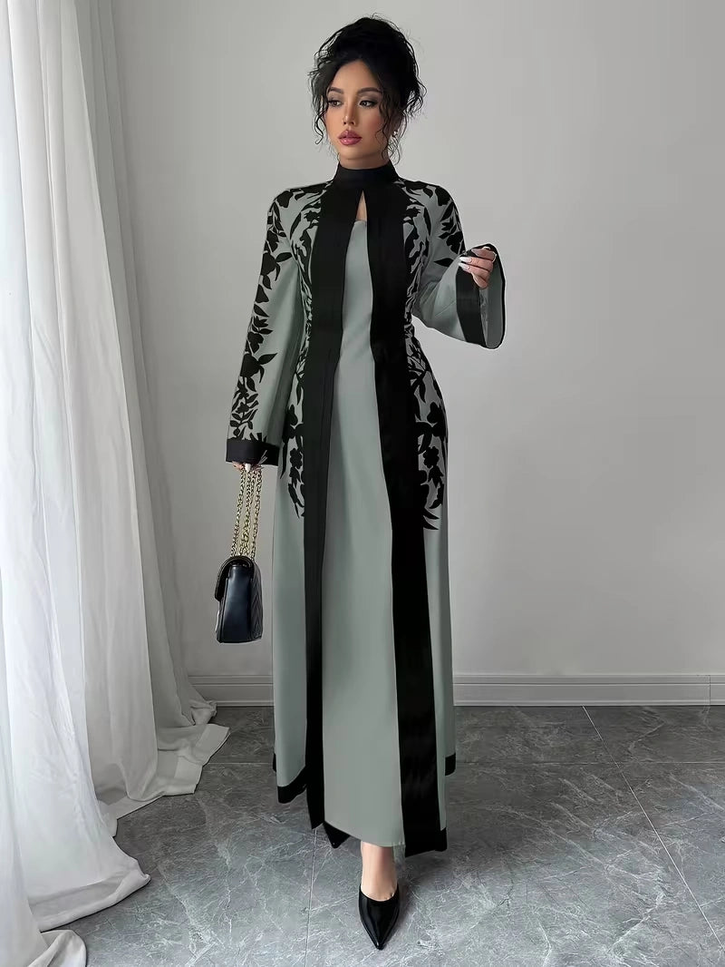 Women's Elegant Floral Print Maxi Dress | Long Sleeve A-Line Party & Evening Dress