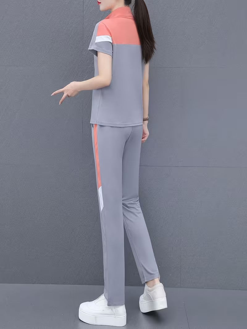 Women's Summer Relaxed Fit Co-Ord Set | Casual Short Sleeve Top & Wide-Leg Pants