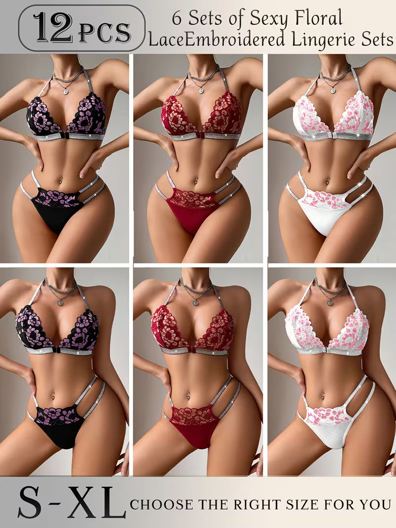 Pack of 6 Women's Bra & Panty Set – Soft Comfortable Everyday Lingerie Combo