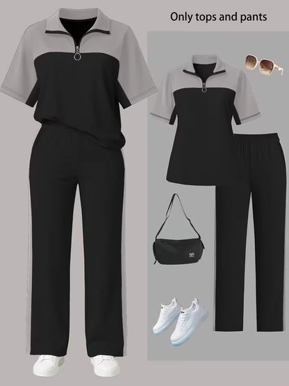 Women's Autumn  Casual Co-Ord Set |T-Shirt & Straight-Leg Pants 2-Piece Outfit