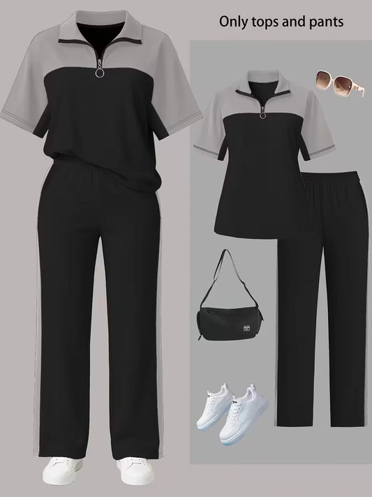 Women's Autumn  Casual Co-Ord Set |T-Shirt & Straight-Leg Pants 2-Piece Outfit