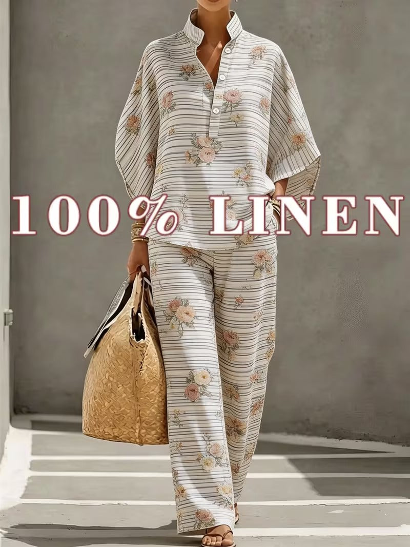 Chic Plus Size Stand Collar Wide Leg Co-Ord