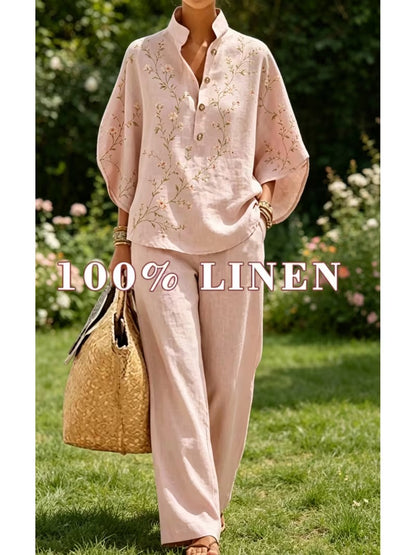 Chic Plus Size Stand Collar Wide Leg Co-Ord