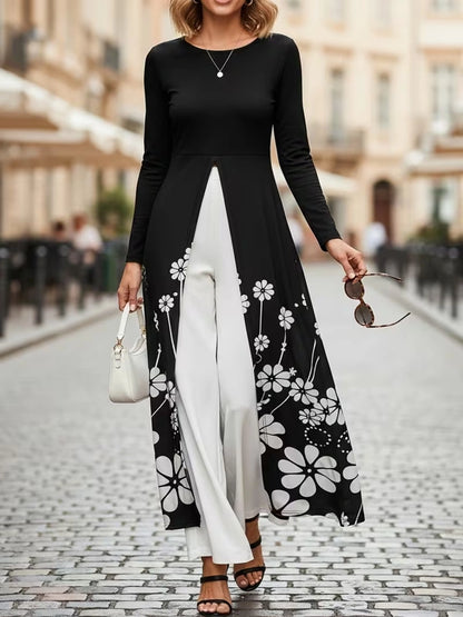 Autumn Celeste Elegant Maxi Co-Ord Set | T-Shirt & Straight-Fit Pants