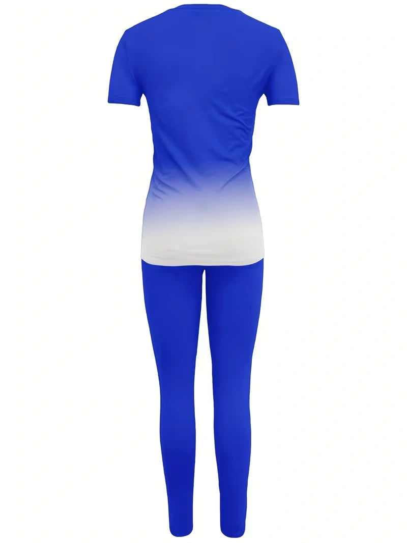 Women's Printed Top & Pants Co-Ord Set | Casual Short Sleeve Crew Neck Outfit