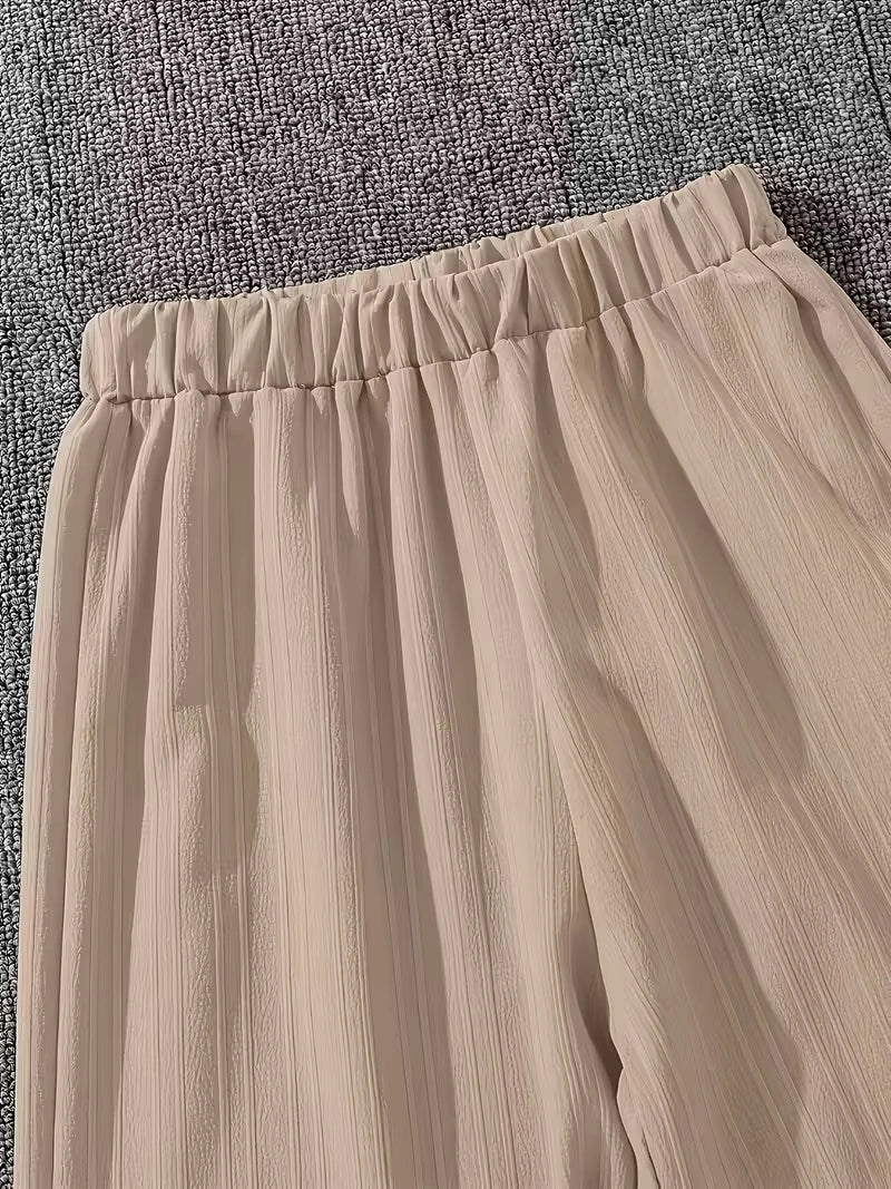 Classic Button-Down Shirt & Wide-Leg Co-Ord Set for Women