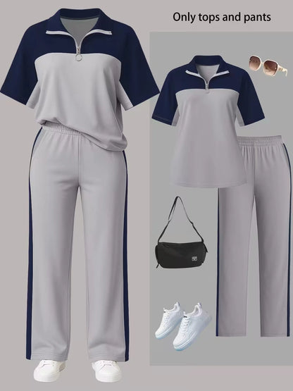 Women's Autumn  Casual Co-Ord Set |T-Shirt & Straight-Leg Pants 2-Piece Outfit
