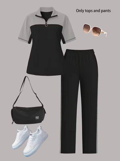 Women's Autumn  Casual Co-Ord Set |T-Shirt & Straight-Leg Pants 2-Piece Outfit