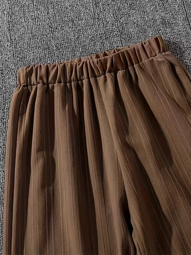 Classic Button-Down Shirt & Wide-Leg Co-Ord Set for Women