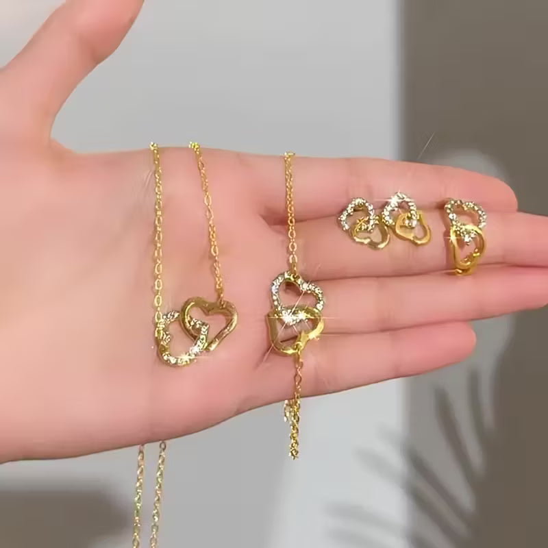 Heart-Shaped Jewellery Set for Women (5 PCS Elegant Gift Set)