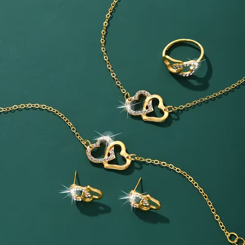 Heart-Shaped Jewellery Set for Women (5 PCS Elegant Gift Set)