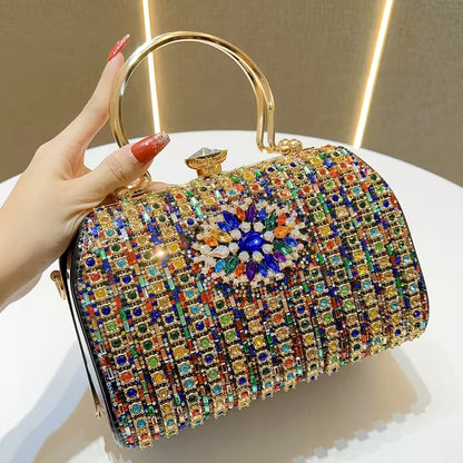 Elegant Rhinestone-Embellished Large Evening Handbag & Crossbody Bag