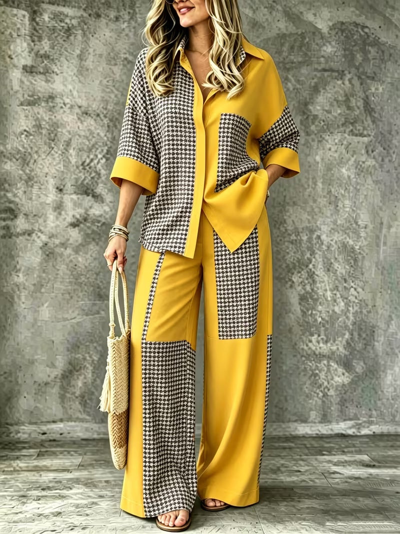 Women's Boho Print Shirt & Wide Leg Pants Co-Ord Set | Summer Vacation Outfit