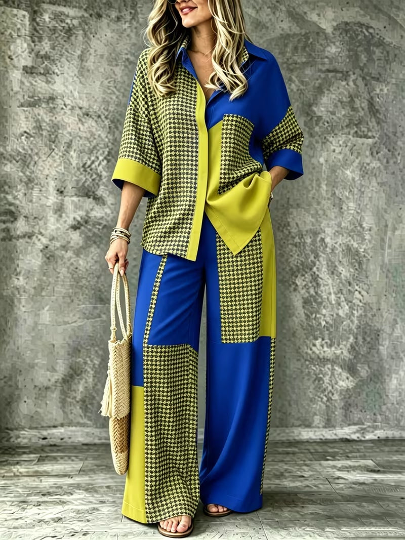 Women's Boho Print Shirt & Wide Leg Pants Co-Ord Set | Summer Vacation Outfit