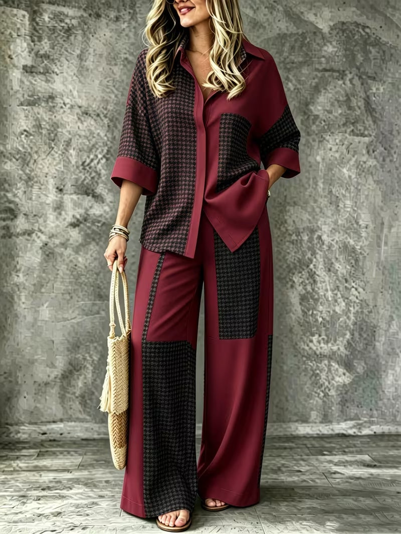 Women's Boho Print Shirt & Wide Leg Pants Co-Ord Set | Summer Vacation Outfit
