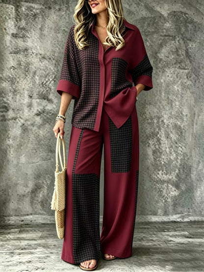 Women's Boho Print Shirt & Wide Leg Pants Co-Ord Set | Summer Vacation Outfit