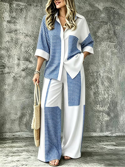 Women's Boho Print Shirt & Wide Leg Pants Co-Ord Set | Summer Vacation Outfit
