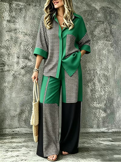 Women's Boho Print Shirt & Wide Leg Pants Co-Ord Set | Summer Vacation Outfit