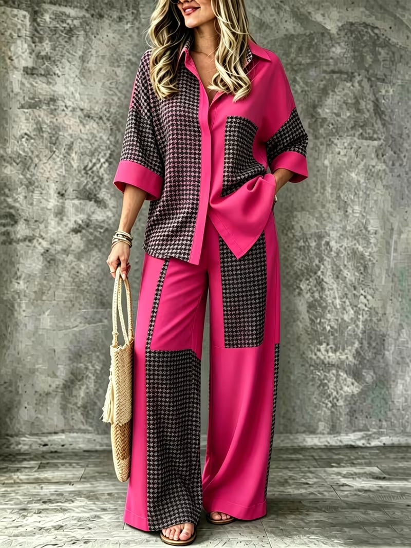 Women's Boho Print Shirt & Wide Leg Pants Co-Ord Set | Summer Vacation Outfit