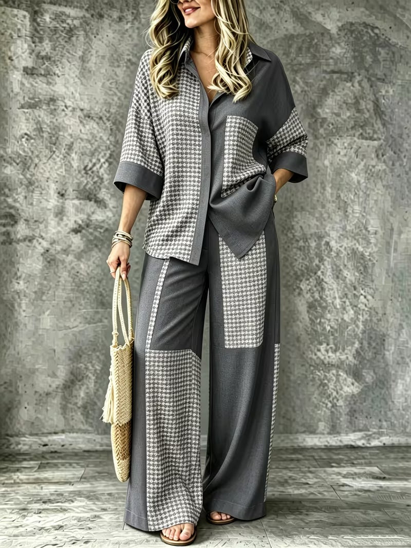 Women's Boho Print Shirt & Wide Leg Pants Co-Ord Set | Summer Vacation Outfit